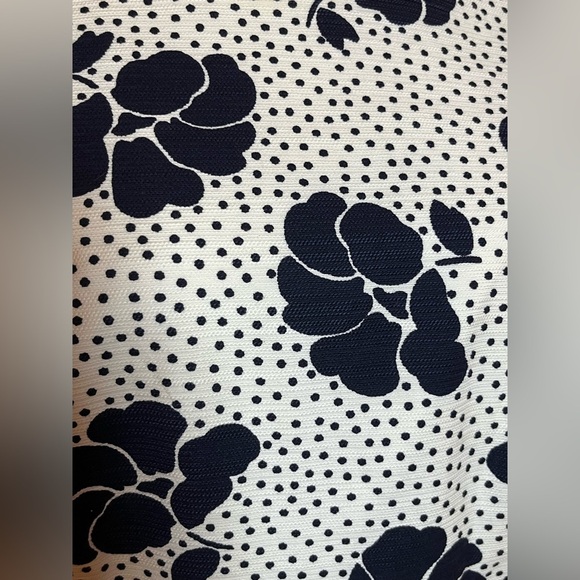 Boden Sierra Primrose White Navy Blue Floral Polka Dot Knee Length Dress Sz 10 - Picture 4 of 9